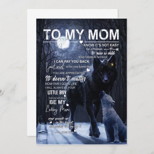 Cadeaus voor Moeder | Brief aan mijn Moeder Liefde Kaart (Voorkant / Achterkant)