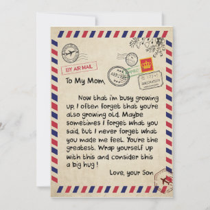 Cadeaus voor Moeder   Brief Aan Mijn Moeder Liefde Kaart