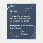 Cadeaus Voor Moeder Marine Blauw Gepersonaliseerde Fleece Deken (Voorkant)