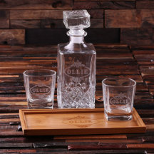 Cadeauset: balklade, bril en 28 oz. Decanter