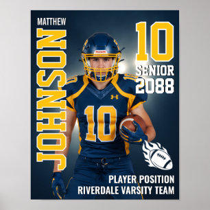 Cadeausportfoto voor senior voetbalteamspeler poster
