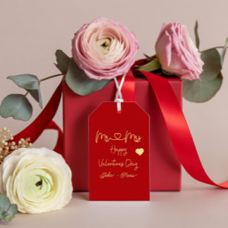 Cadeautag 'Gelukkig Valentijnsdag meneer en mevrou Cadeaulabel