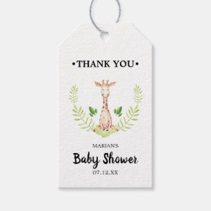 Cadeautag voor babyshower met kleine giraffe cadeaulabel