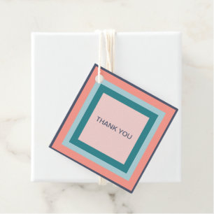 Cadeautags met strandkleurpalet vierkantjes bedankjes labels