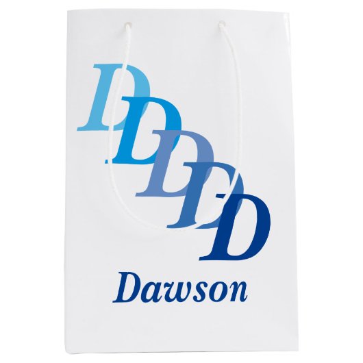 Cadeautas - Achternaam en letters in blauw (Voorkant)