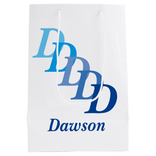 Cadeautas - Achternaam en letters in blauw (Achterkant)