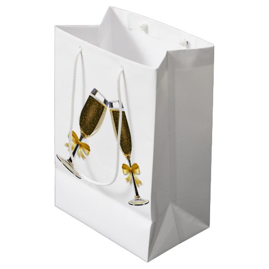 Cadeautas met champagneglas, cadeautas voor huweli (Voorkant Gekanteld)