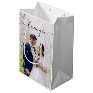 Cadeautas met foto en 'Ik hou van jou'-tekst