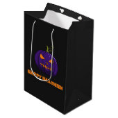 Cadeautas met Paarse pompoen, Happy Halloween (Voorkant Gekanteld)