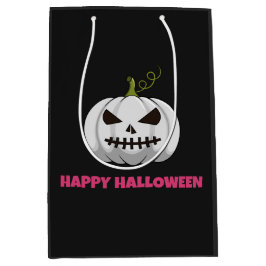 Cadeautas met witte pompoen, roze Happy Halloween