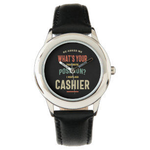 Cadeautitel cashier horloge