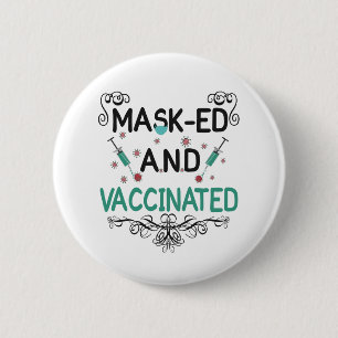 cadeautje voor gemaskerde en gevaccineerde zurenl ronde button 5,7 cm