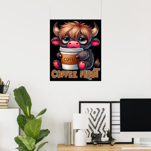 Cadeautjes voor koffieliefhebbers met eerst koffie poster