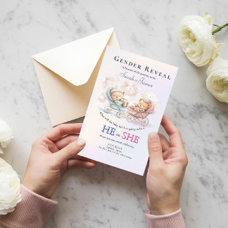Cadeauuitnodiging geslacht baby kaart
