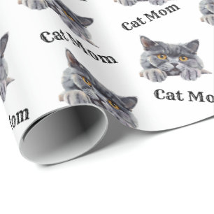 Cadeauverpakking Kat Moeder Britse Korthaar Inpakp Cadeaupapier