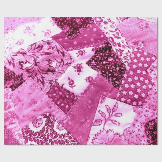 Cadeauverpakking Papier Roll Roze Wit Bloemen Quil (Vlak)