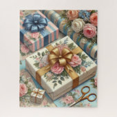 cadeauverpakking pastelbloemen legpuzzel (Verticaal)