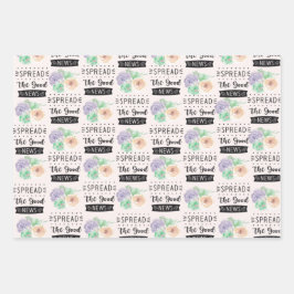 Cadeauverpakking Set van 3 Waterverven Kerstmis Va Inpakpapier Vel