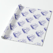 cadeauverpakking Verpakking papier Blauwe zeilboot (Uitgerold)