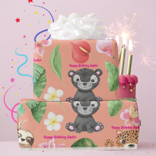 Cadeauverpakking voor kinderverjaardag met baby-sa cadeaupapier