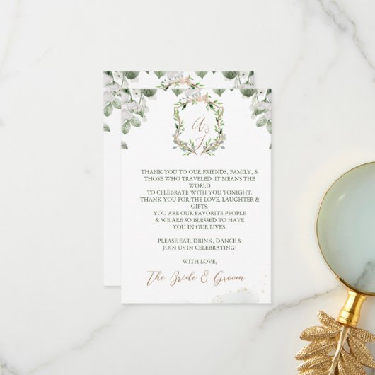 Cadeaux Cartes de remerciements Mariages officiels (Devant/Arrière en situation)