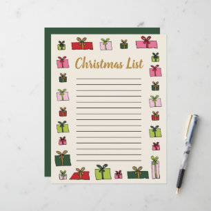 Cadeaux Clip Art Enfants Liste de Noël Modèle