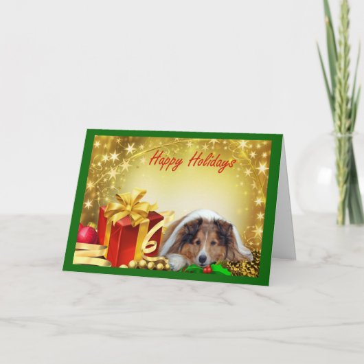 Cadeaux de carte de Noël de Sheltie (Devant)