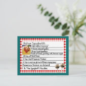 Cadeaux de carte de recettes italiennes "Spaghetti (Debout devant)