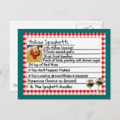Cadeaux de carte de recettes italiennes "Spaghetti (Devant / Derrière)
