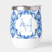 Cadeaux de demaid Italien Bleu carreaux monogramme (Gauche)