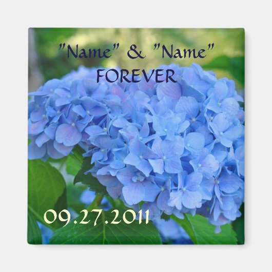 Cadeaux de mariage aimants Fleurs d'hortensia bleu (Devant)
