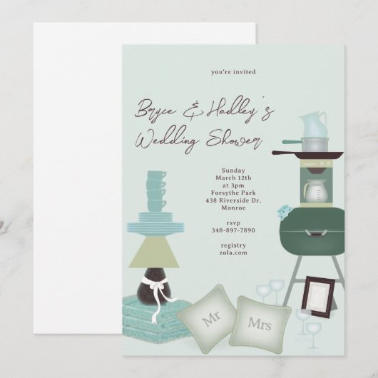 Cadeaux de mariage Douche Invitation (Devant / Derrière)