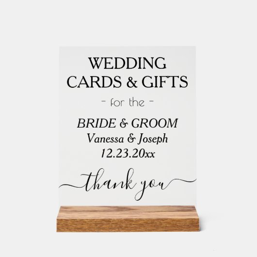 Cadeaux de mariage Noir blanc Noms clairs (Recto)