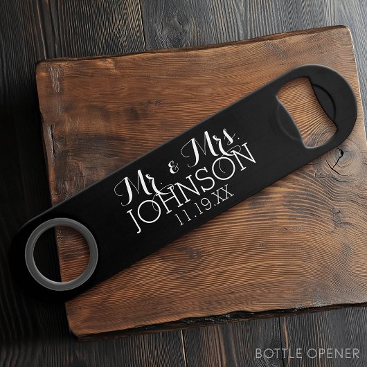 Cadeaux de mariage noir uni Mr & Mrs