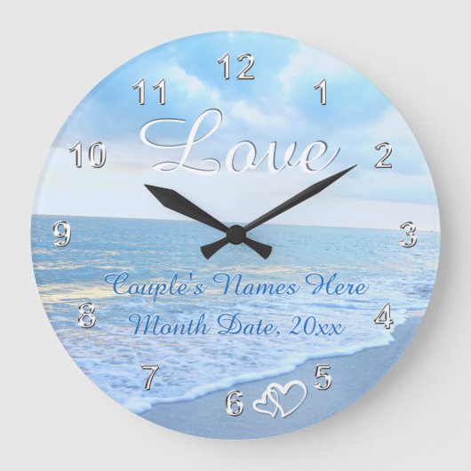 Cadeaux de Mariage Thème Plage, Horloge Murale Pla (Recto)