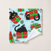 Cadeaux de Noël de chat noir (Gant de toilette)