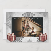 Cadeaux de Noël rouges et Carte photo de flocons d (Devant)