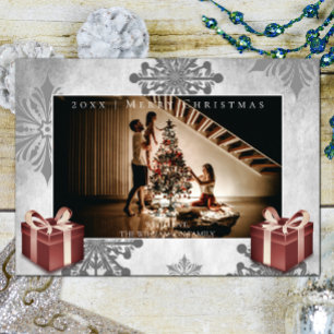 Cadeaux de Noël rouges et Carte photo de flocons d