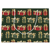 Cadeaux de Noël rouges et verts Sac cadeau vert (Devant)