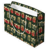 Cadeaux de Noël rouges et verts Sac cadeau vert (Dos Angle)