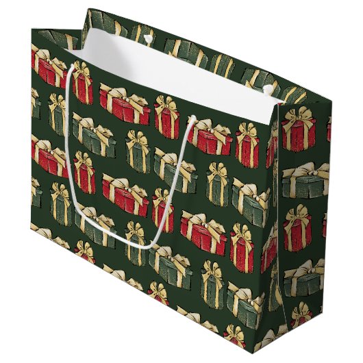 Cadeaux de Noël rouges et verts Sac cadeau vert (Devant Angle)