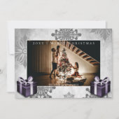 Cadeaux de Noël violet et Carte photo de flocons d (Devant)