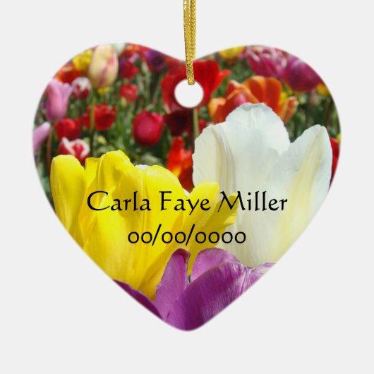 Cadeaux de nom de bébé Ornements Tulipes Date de n (Devant)