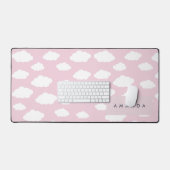 Cadeaux de nuages roses de Monogramme personnalisé (Clavier et souris)