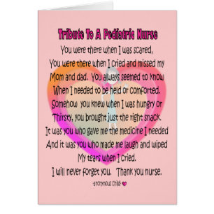 Cadeaux de poème pour infirmière pédiatrique