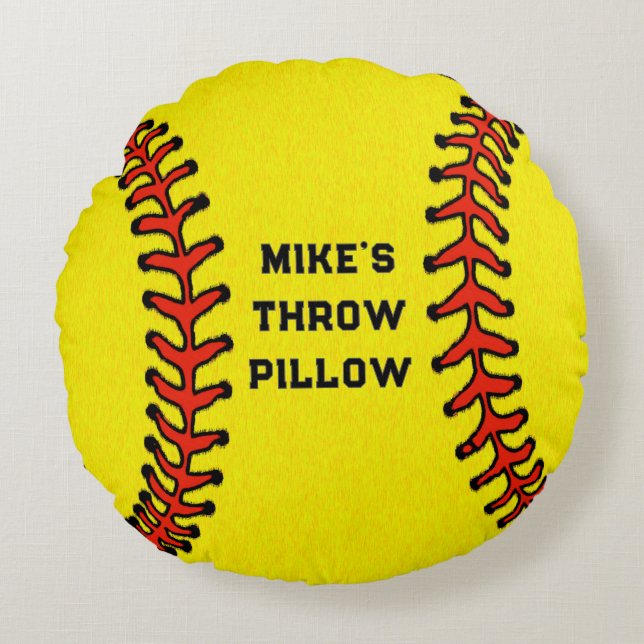 Cadeaux de softball personnalisés Coussin rond (Devant)