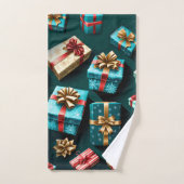Cadeaux de Vacances Enveloppement élégant Or Bleu  (Serviette à main)