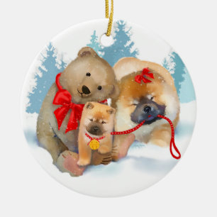 CADEAUX D'OURS 2018 Ornement en porcelaine de Chow