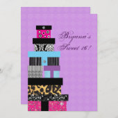 Cadeaux empilables Chic Invitation de fête d'anniv (Devant / Derrière)