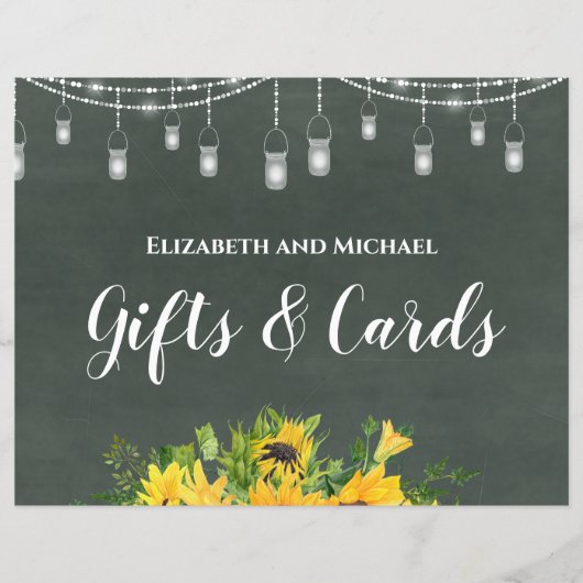Cadeaux et cartes de mariage Budget Chalk Sunflowe (Devant)